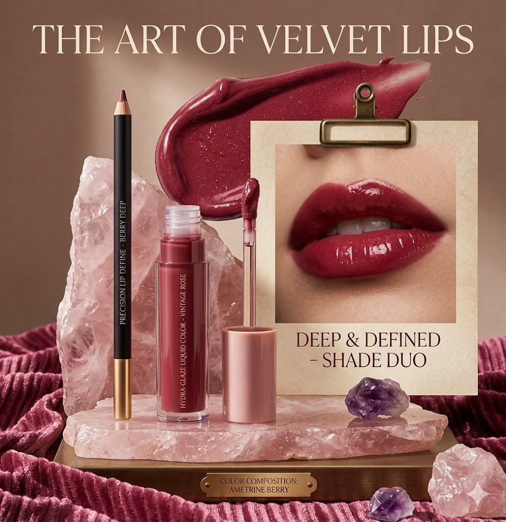 2pcs Lip Liner & Lip Glaze Set – Matte + Moist Shiny Finish, Long-Lasting Color, Mixed Color System, Creates Bright Lip Look