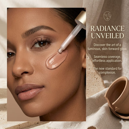 Brightening Full Coverage Concealer Foundation – Soft Focus HD Finish, Waterproof, Niacinamide, Aloe & Centella Asiatica, for Dark Circles & Dull Skin