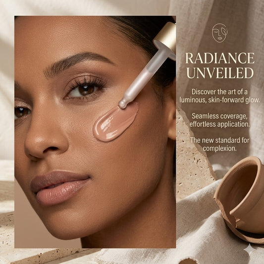 Brightening Full Coverage Concealer Foundation – Soft Focus HD Finish, Waterproof, Niacinamide, Aloe & Centella Asiatica, for Dark Circles & Dull Skin