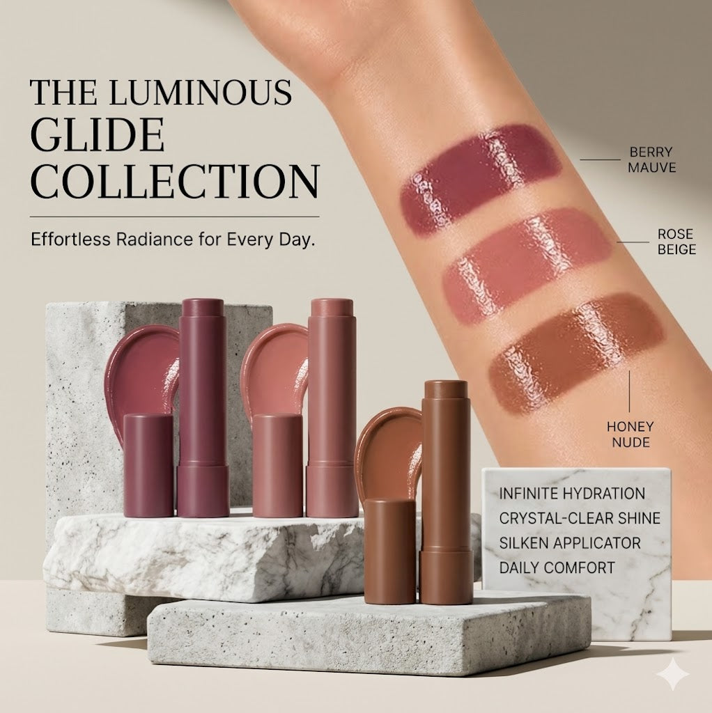 Tinted Lip Balm with Shine – 3 Shades, Moisturizing Lipstick for Dry Lips, Daily Makeup & Holiday Gift for Women